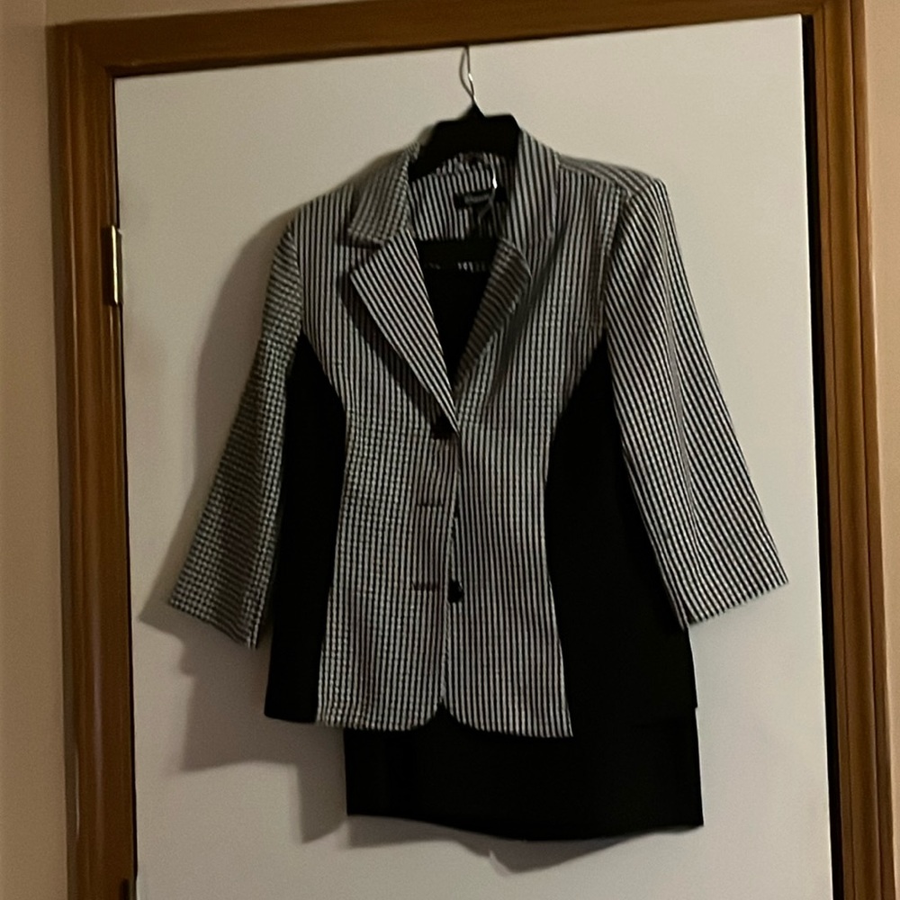 Black and white skirt suit